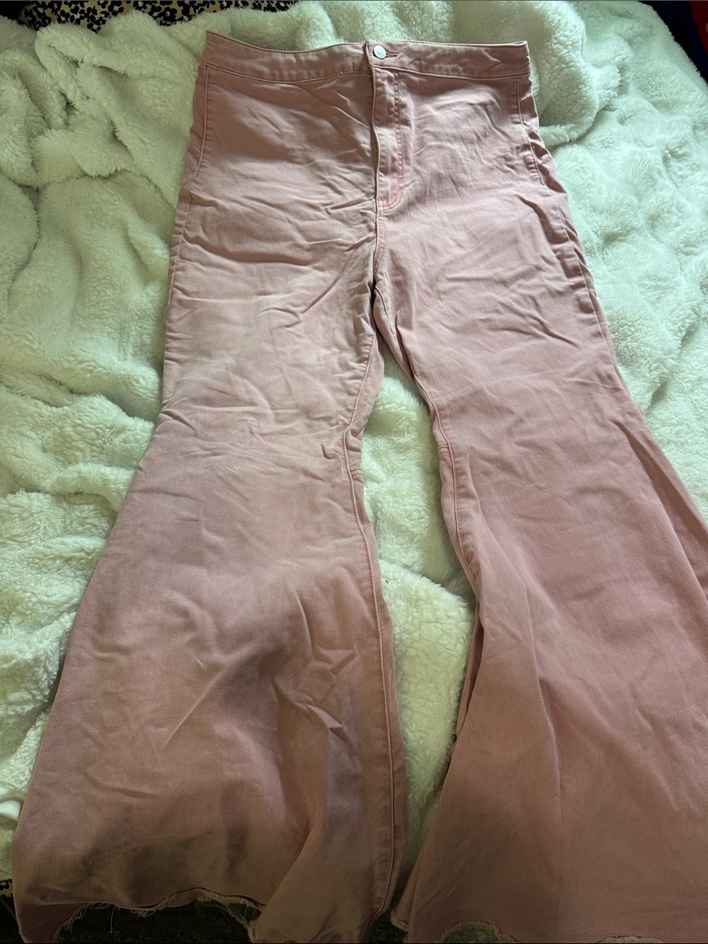 Free People High-Waist Flare Jeans in Dusty Rose